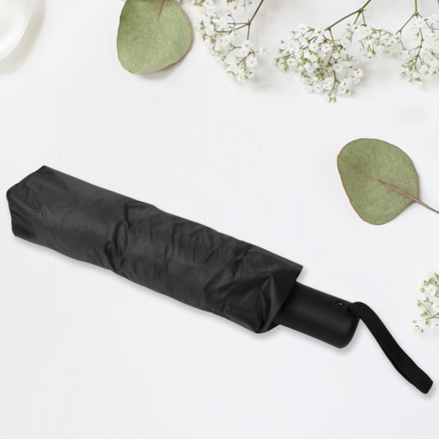 2 Fold Manual Umbrella – Wind, Sun & Rainproof with Steel Shaft & Wrist Strap