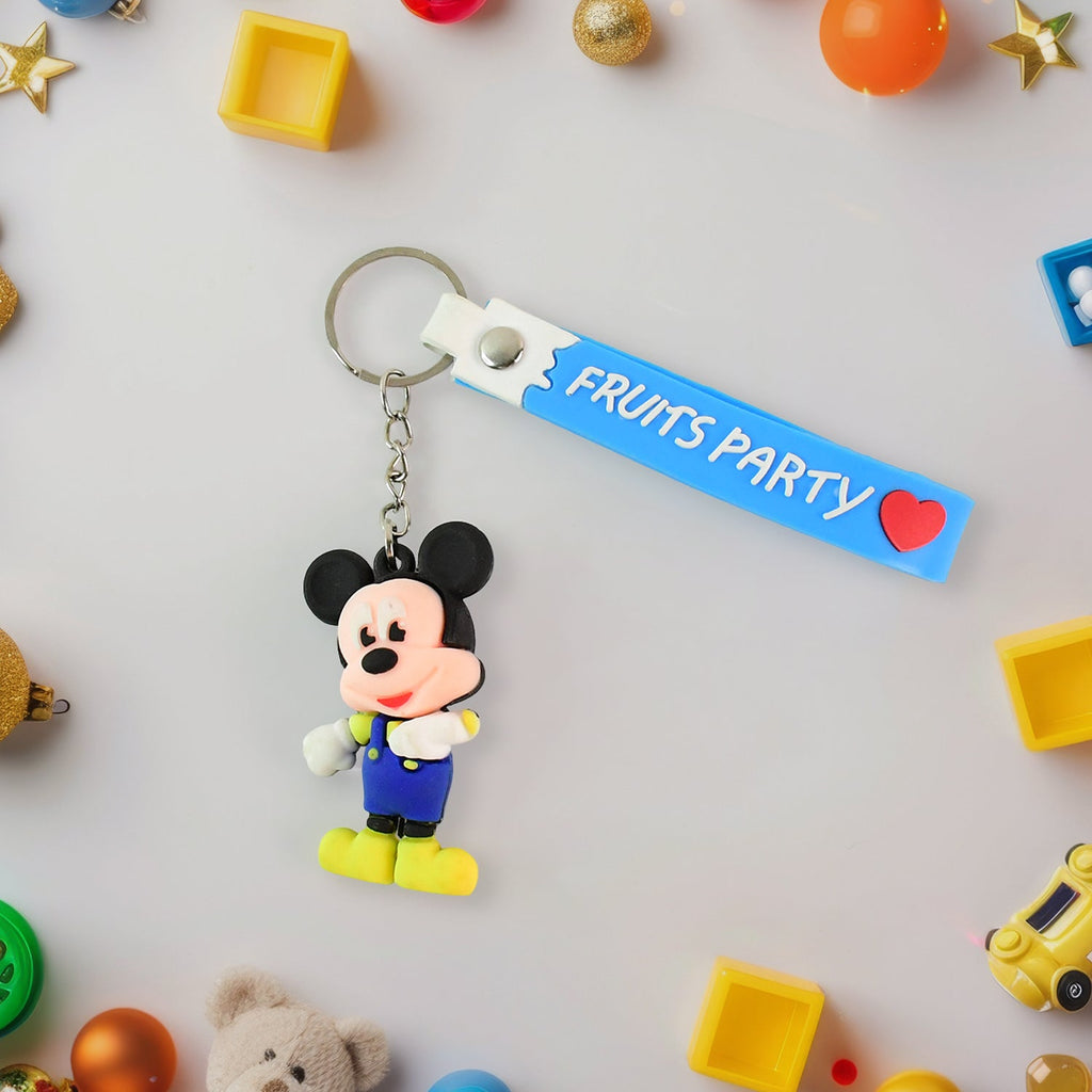 Cute Cartoon Silicone 3D Key Chain with Metal Hook & Strap (Pack of 1)