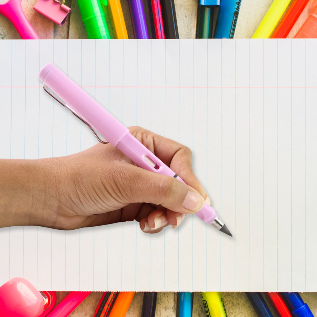 Pink 2-in-1 Everlasting Magic Pencil with Replaceable Eraser – Inkless, Reusable, Portable