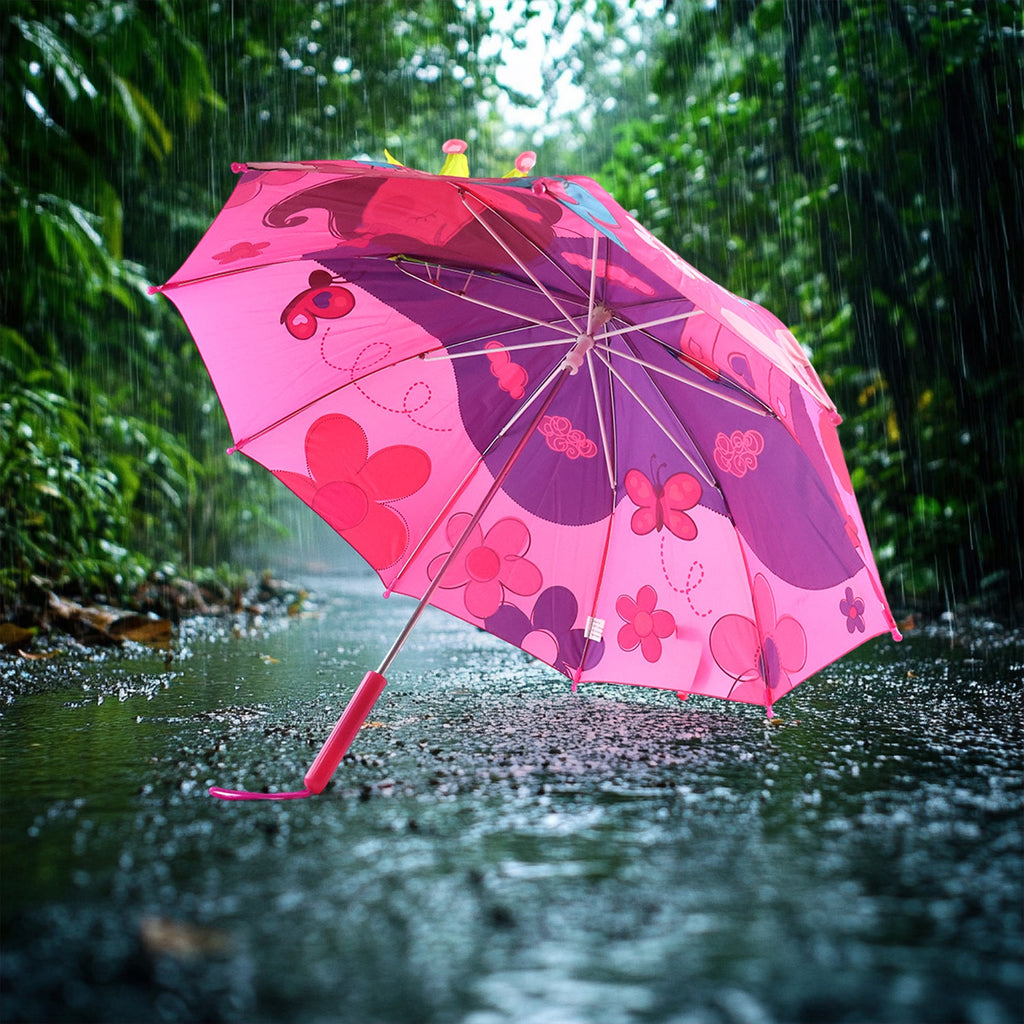 3D Kids Umbrella with Cartoon Print – Cute Waterproof Rain Umbrella (1 Pc)
