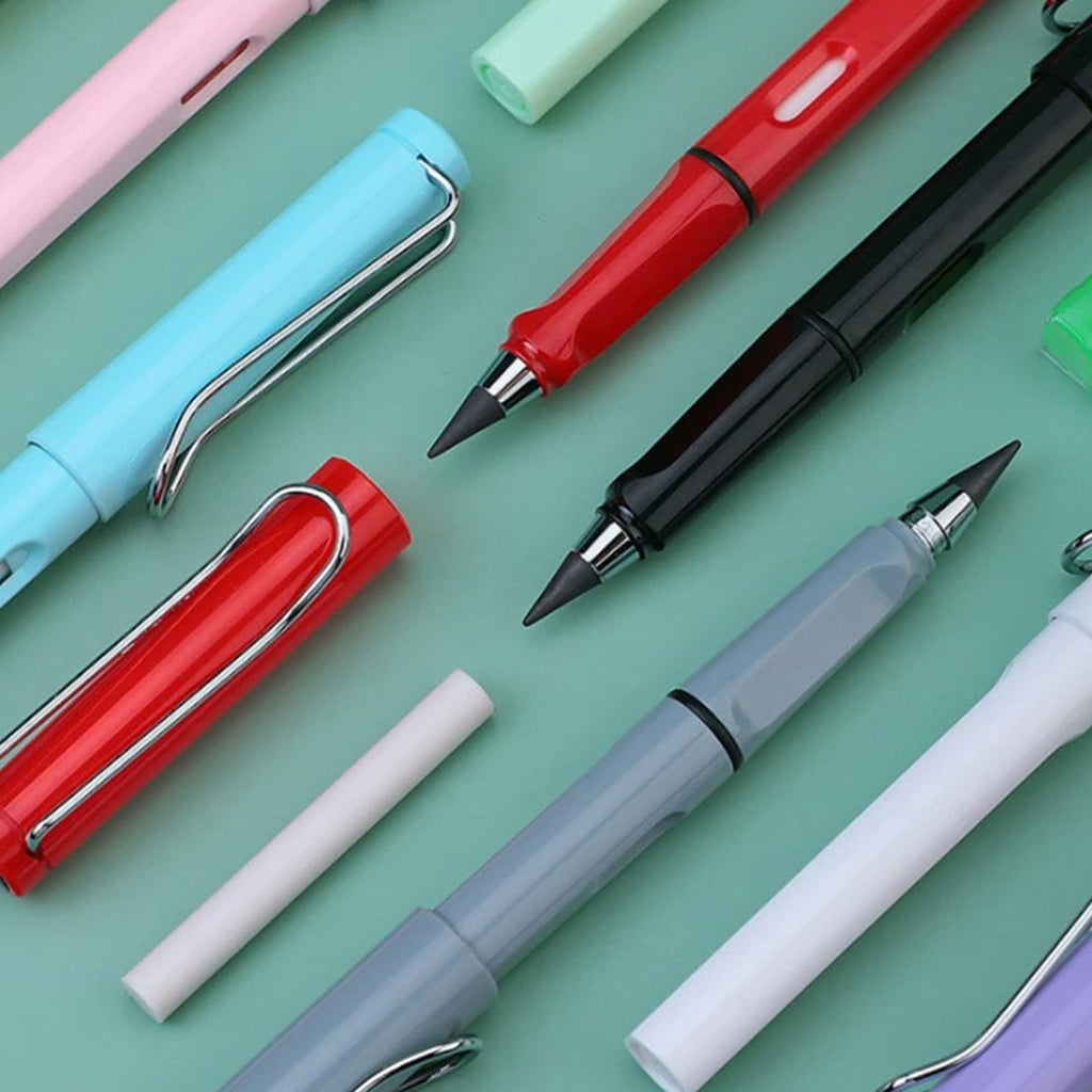 2-in-1 Everlasting Magic Pencil with Replaceable Eraser – Inkless, Reusable, Portable (1 Pc / Mix Color))