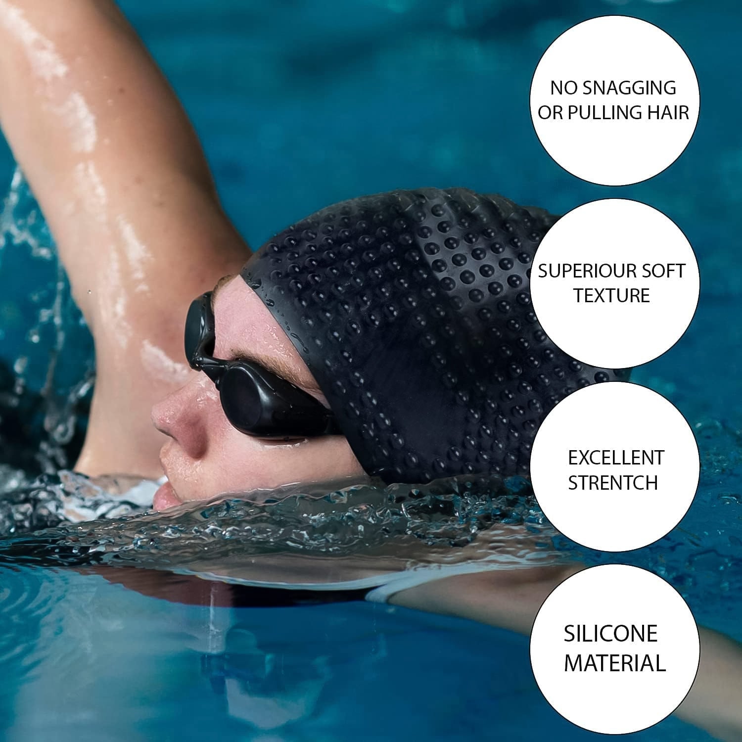 Knx Premium Silicone Waterproof Swimming Cap (1 Pc)