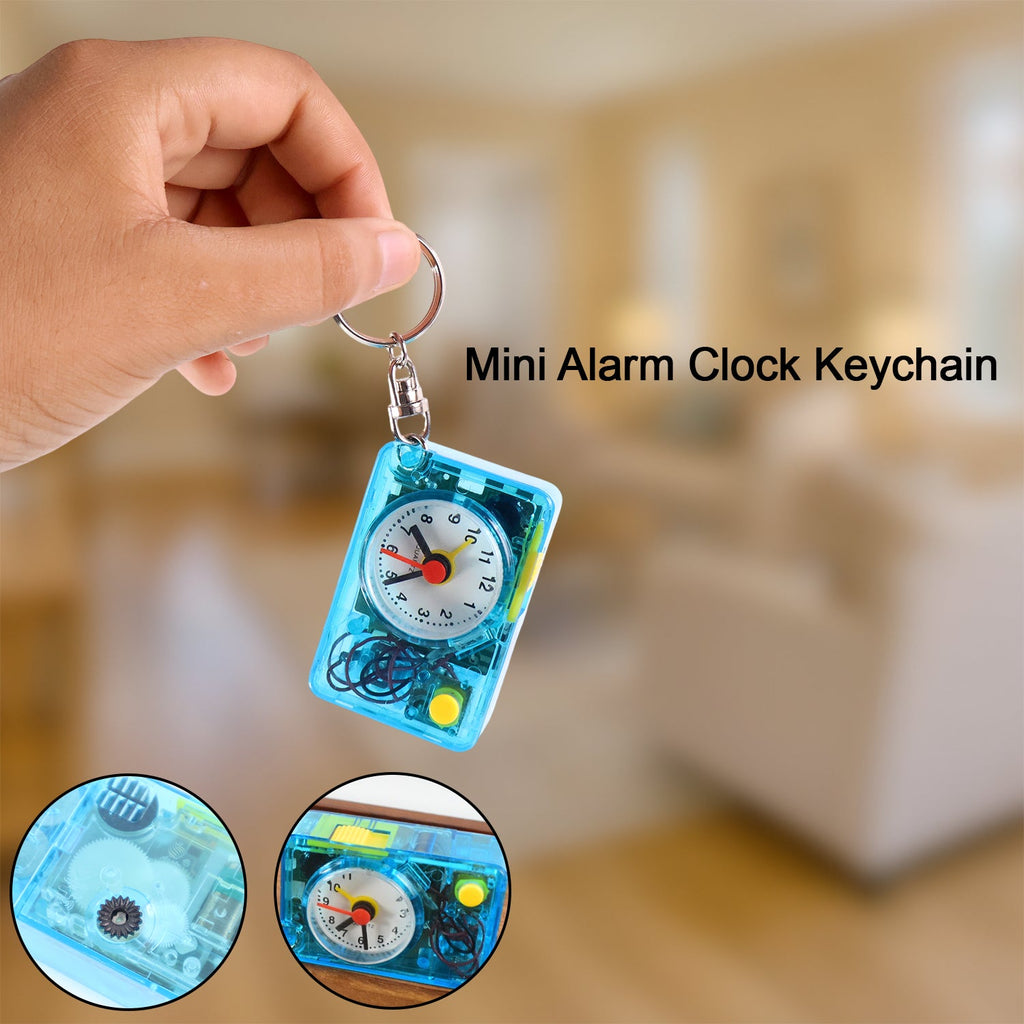 Mini Alarm Clock Keychain – 1PC Portable Quartz Analog Clock Key Ring