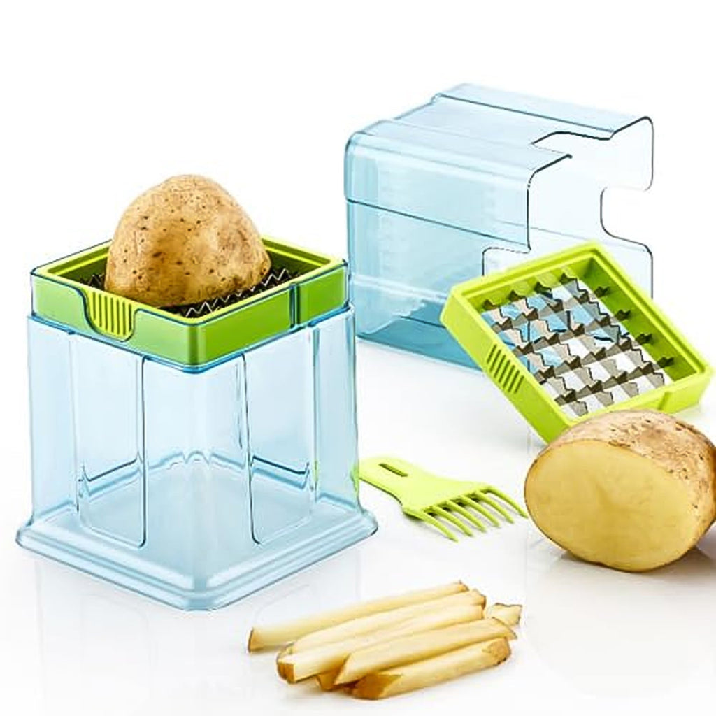 2-in-1 Potato Chipper & Slicer – French Fries Maker with Two-Blade Cutter (1 Pc)