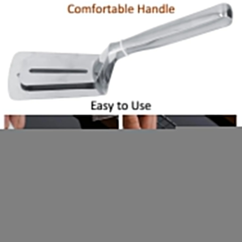 Versatile stainless steel turner and tongs for kitchen use