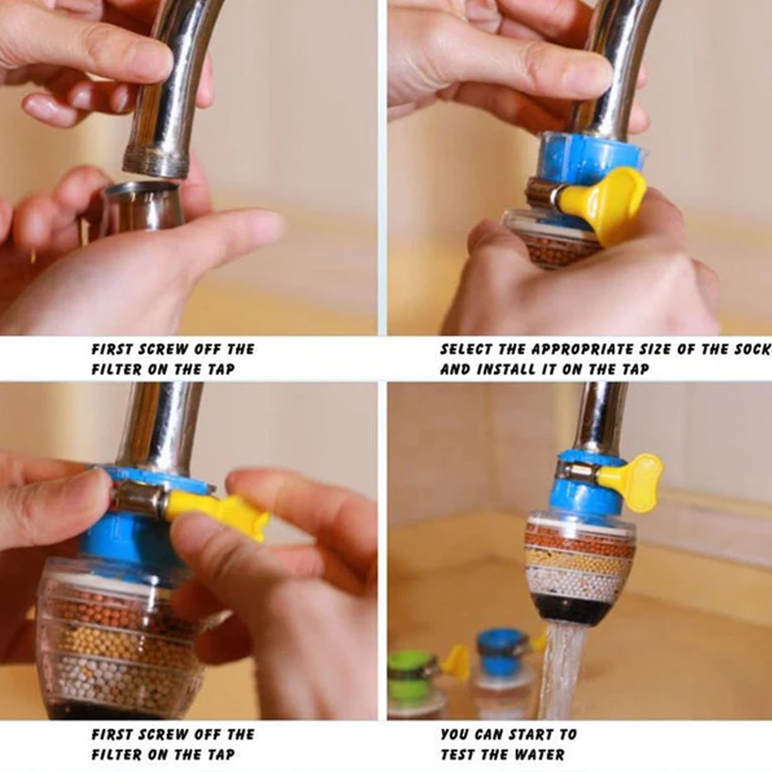 Water Faucet, Clean Purifier Filter Cartridge Water Tap, Upgrade Universal Interface Faucet Filter (Six Layer Purifier)