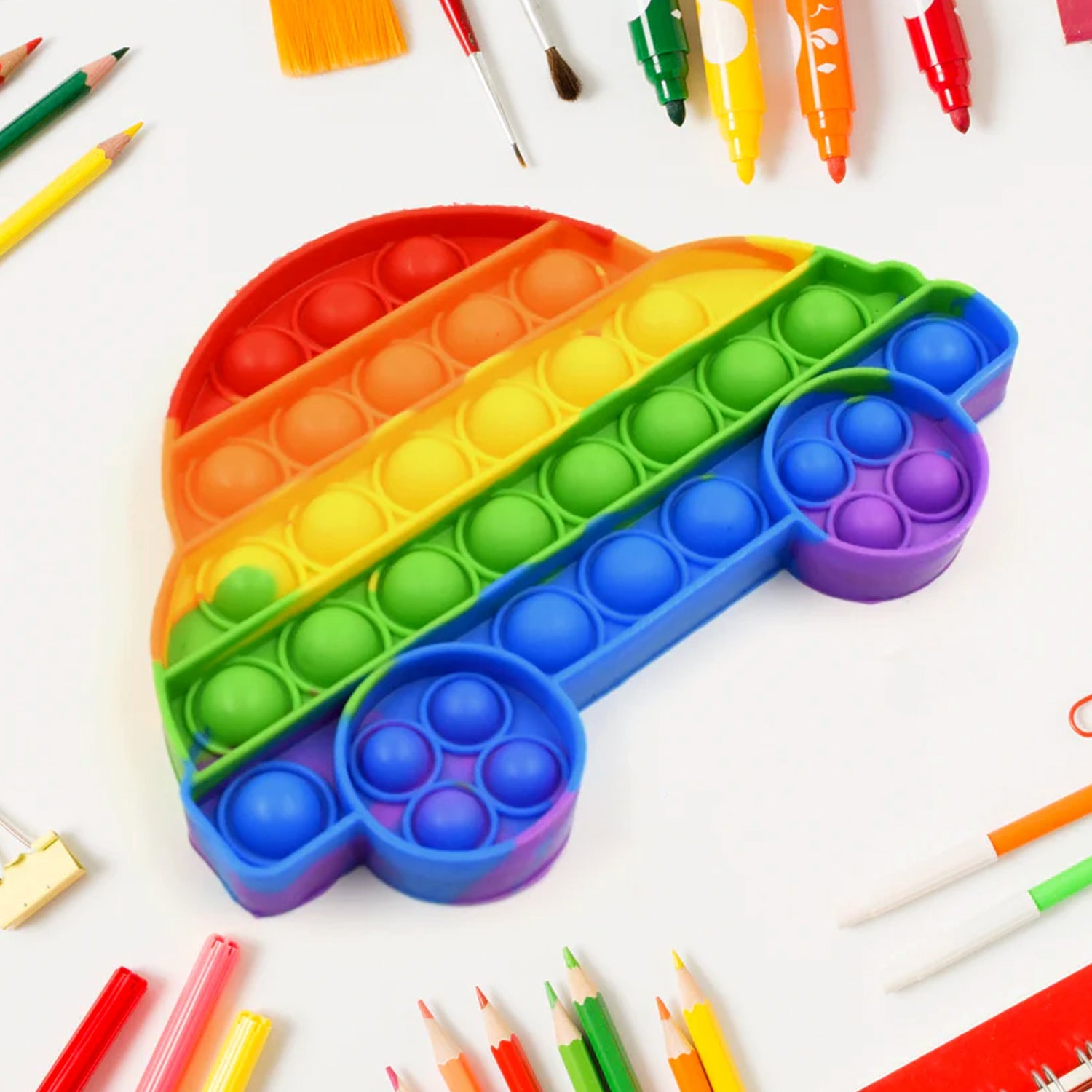 Fidget Toy Push  Bubble Fidget Sensory Toy for Kids and Adults Fidget per Stress Reliever Sensory Fidget pers (Butterfly & Car Shape / 1 Pc)