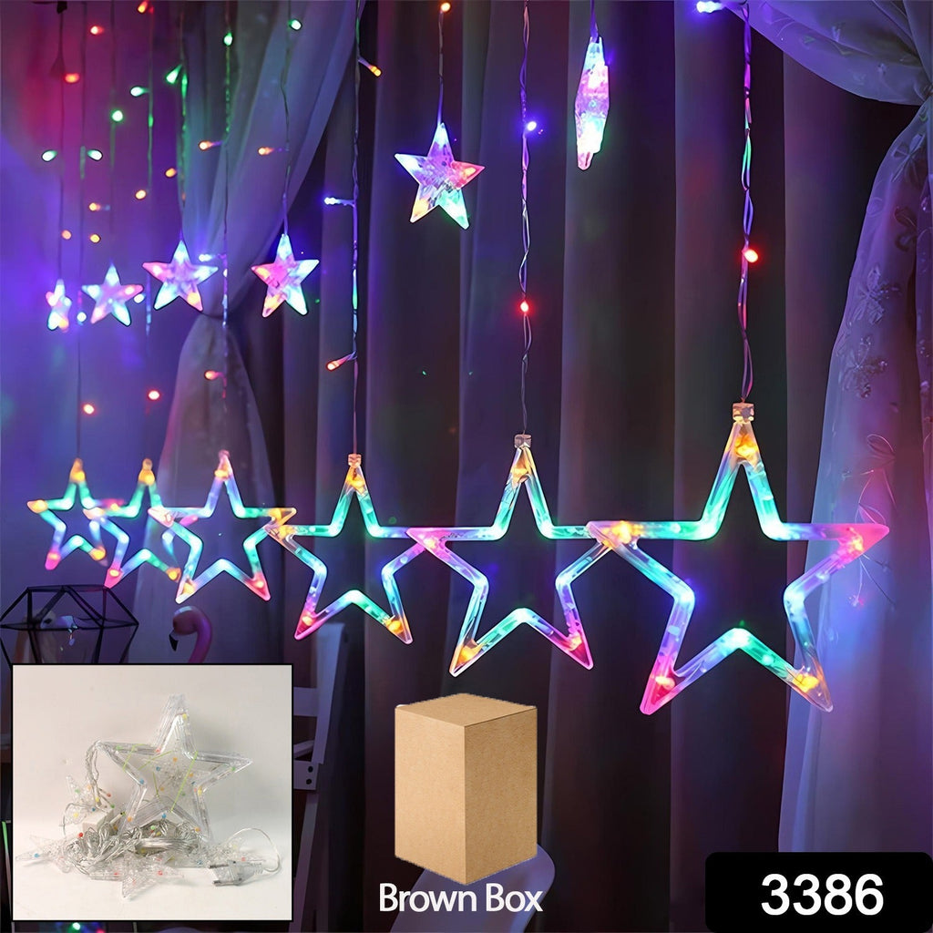 12 Stars LED Curtain String Lights with 8 Flashing Modes for Home Decoration, Diwali & Wedding LED Christmas Light Indoor and Outdoor Light ,Festival Decoration (Multicolor / With Box)