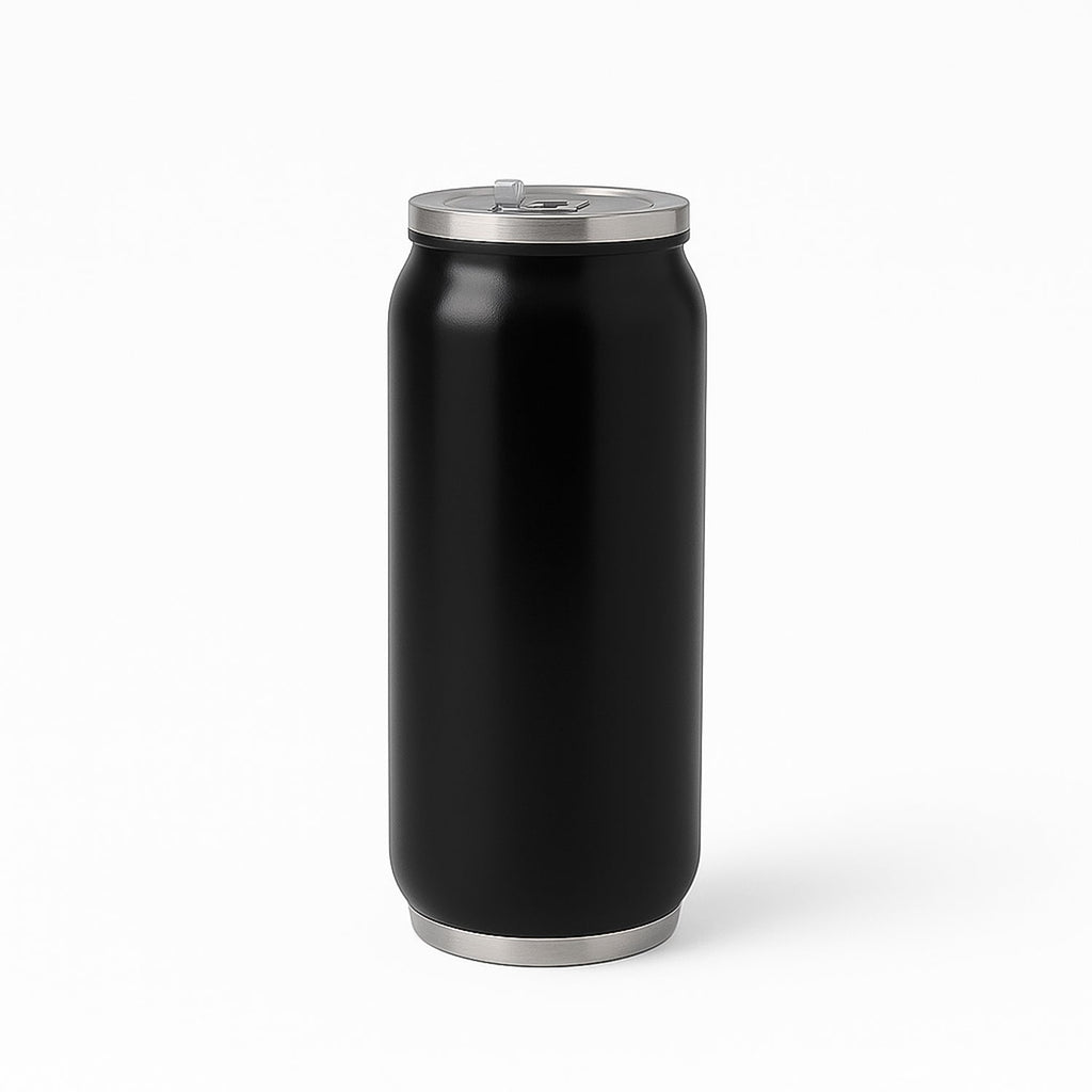 Stainless Steel Can-Shaped Vacuum Flask with Built-In Straw 500ml Approx (1 Pc)
