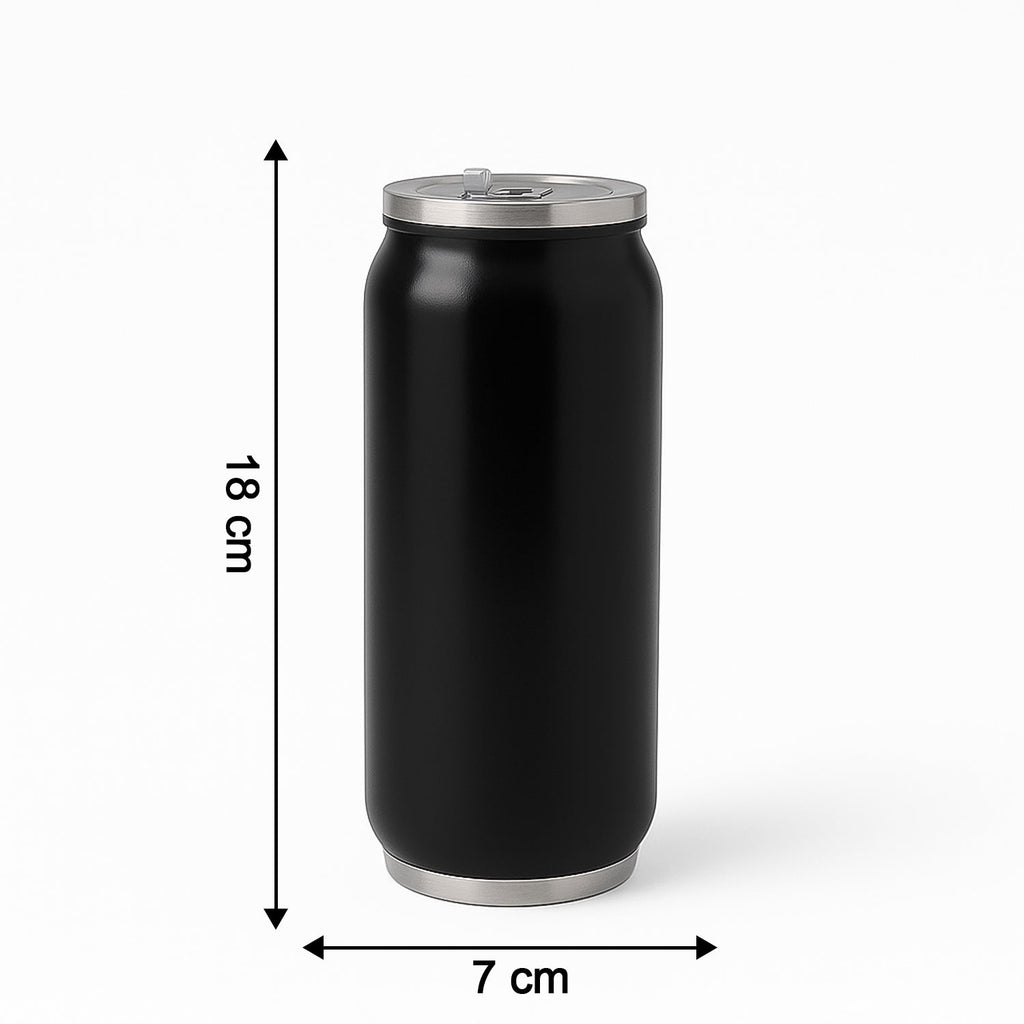 Stainless Steel Can-Shaped Vacuum Flask with Built-In Straw 500ml Approx (1 Pc)