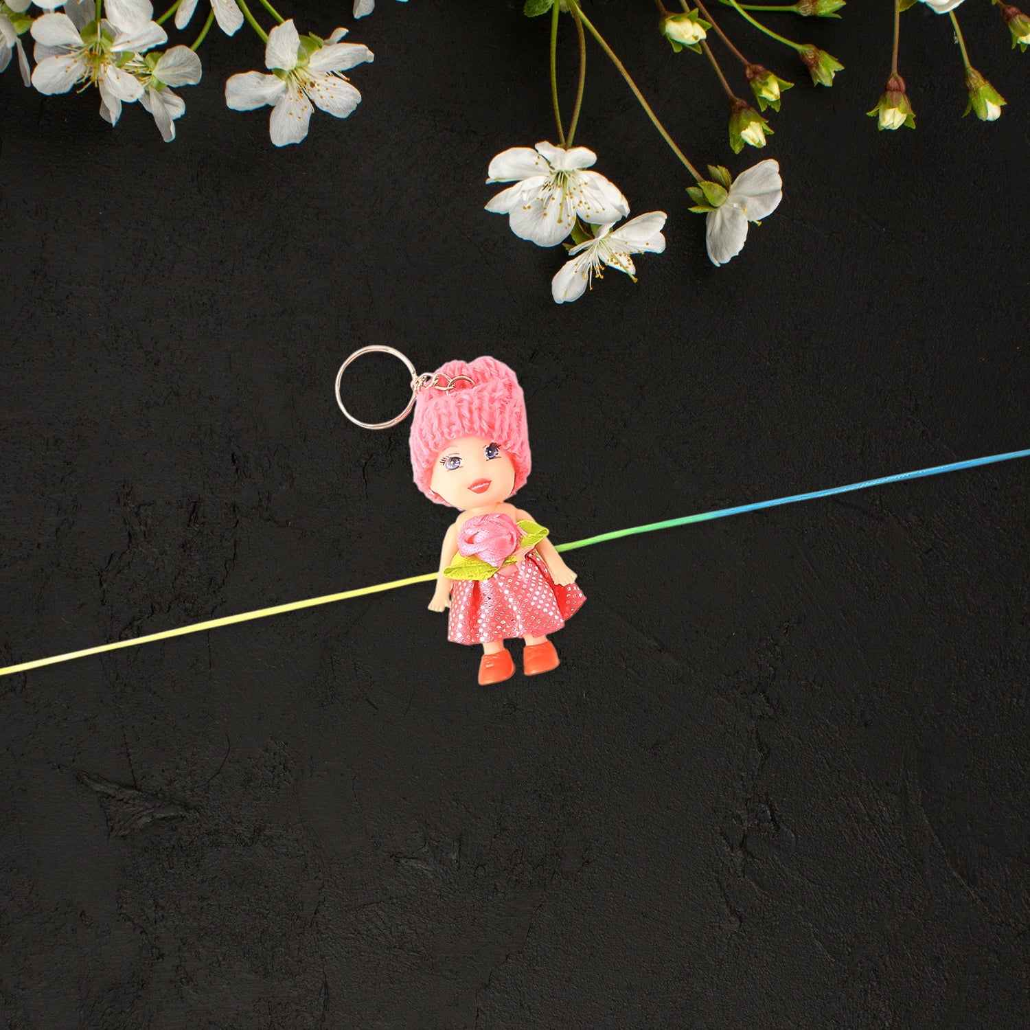 2-in-1 Kids Doll Rakhi cum Keychain – Stylish Soft Toy Rakhi for Raksha Bandhan & Daily Use as Bag or Key Ring (Mix Design)
