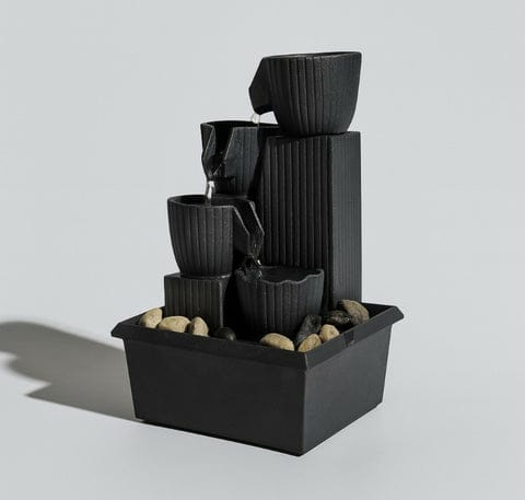 4-Bowl Indoor Tabletop Water Fountain with Decorative Pebbles