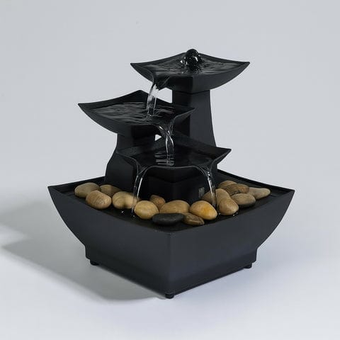 ZenFloW 3-Tier Indoor Tabletop Water Fountain with Decorative Stones