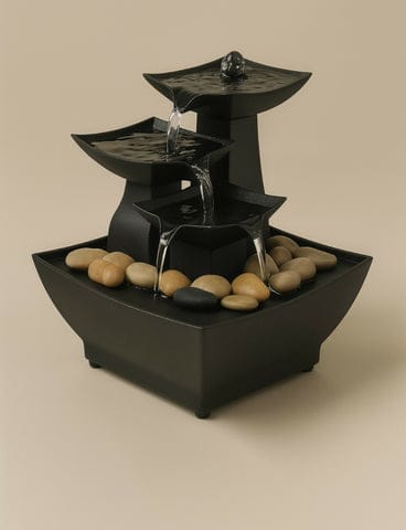 ZenFloW 3-Tier Indoor Tabletop Water Fountain with Decorative Stones