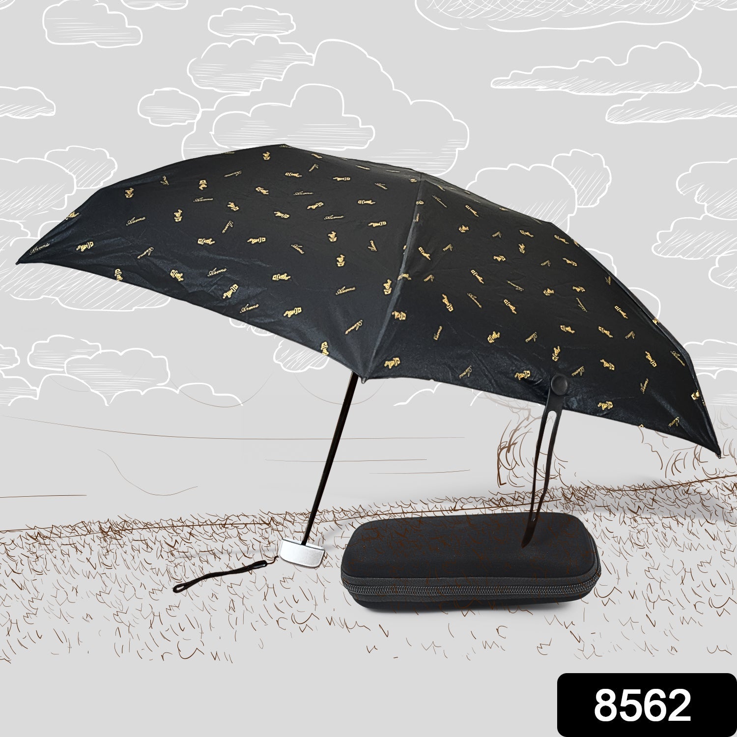 3-Fold Cute Umbrella – Sun & Rain Protection, UV Shield (1 Pc / With Zip Case)