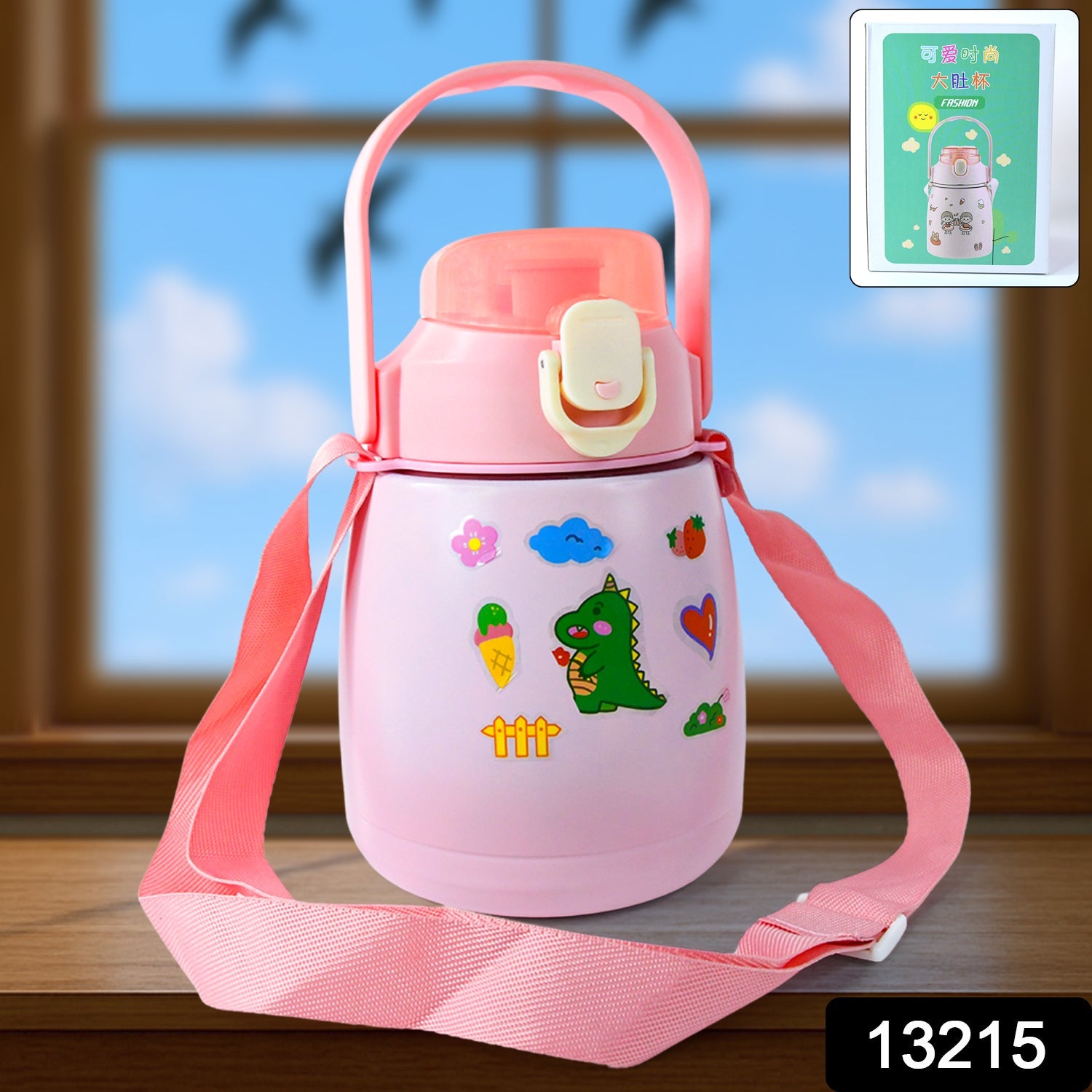 Stainless Steel Vacuum Insulated Water Bottle with Handle & Sticker (700 ML)