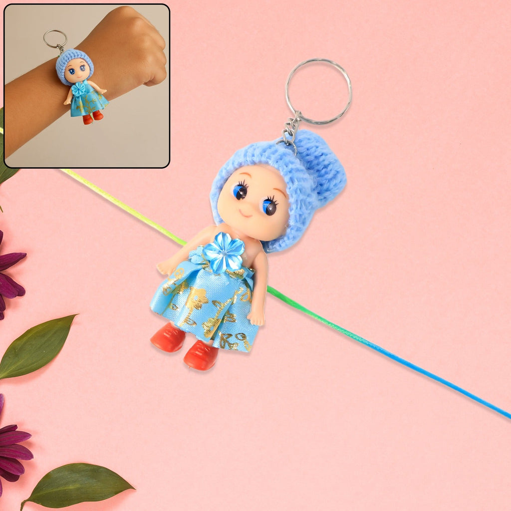 2-in-1 Kids Doll Rakhi cum Keychain – Stylish Soft Toy Rakhi for Raksha Bandhan & Daily Use as Bag or Key Ring (Mix Design)